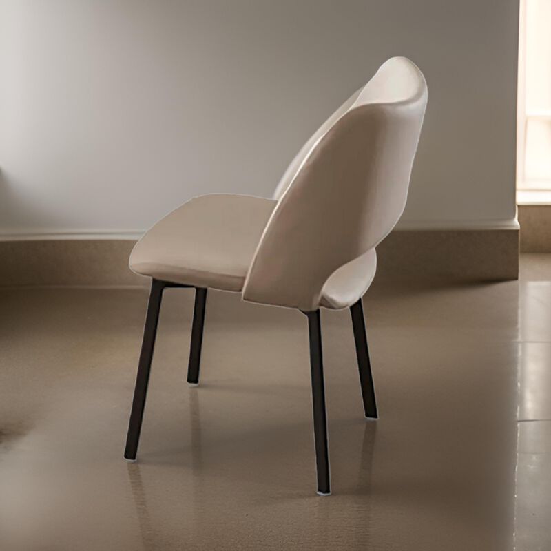 Hem 22 Inch Dining Chair Set of 2, Beige Faux Leather, Armless Open Back - Benzara