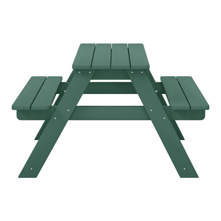 WestinTrends Outdoor Patio Kids HDPE Plastic Picnic Bench Table