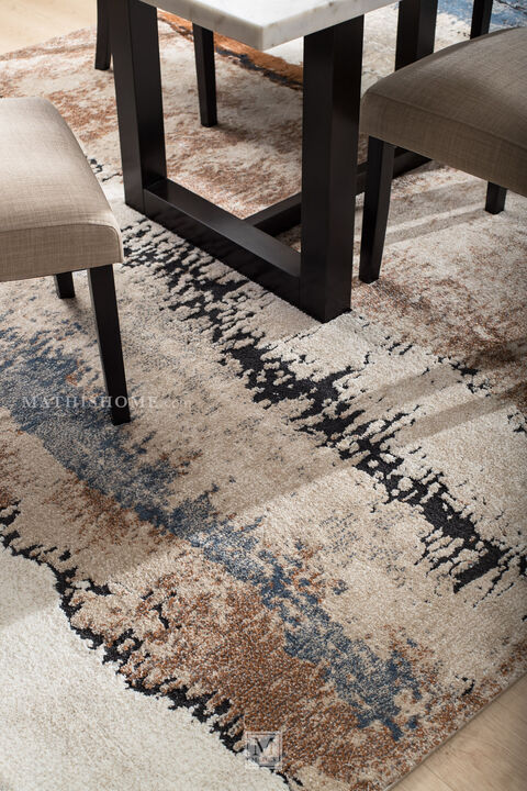 Ferris 09 Rust/Blue 8x10 Floor Rug