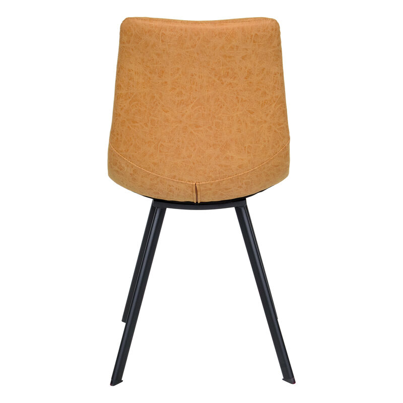 LeisureMod Markley Leather Dining Chair With Metal Legs in Olive Green
