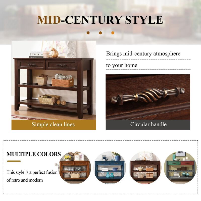 Mid-Century Style Solid Wood Console Sofa Table