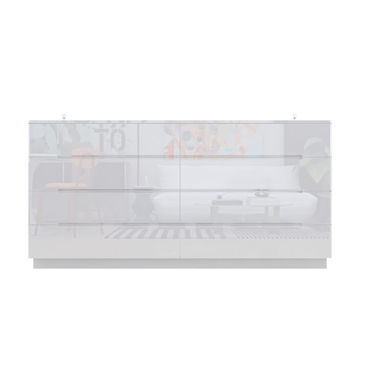 High Gloss White Wood 8-Drawer Chest of Drawers Storage Organizer With LED Lights (63 in. W x 30.9 in. H x 15.7 in. D) High Gloss White Wood 8-Drawer Chest of Drawers Storage Organizer With LED Lights (63 in. W x 30.9 in. H x 15.7 in. D)