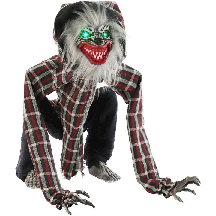 Haunted Hill Farm 30'' Animated Crouching Wolf