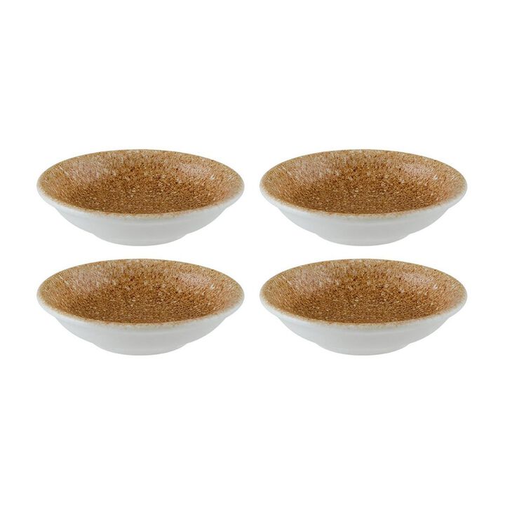 Luca Salmon Matte dia.3.5" h:1" 2 oz. Round Brown Porcelain Bowl (Set of 4)