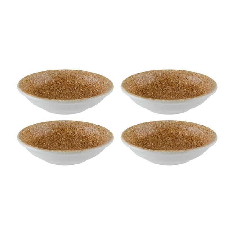 Luca Salmon Matte dia.3.5" h:1" 2 oz. Round Brown Porcelain Bowl (Set of 4)