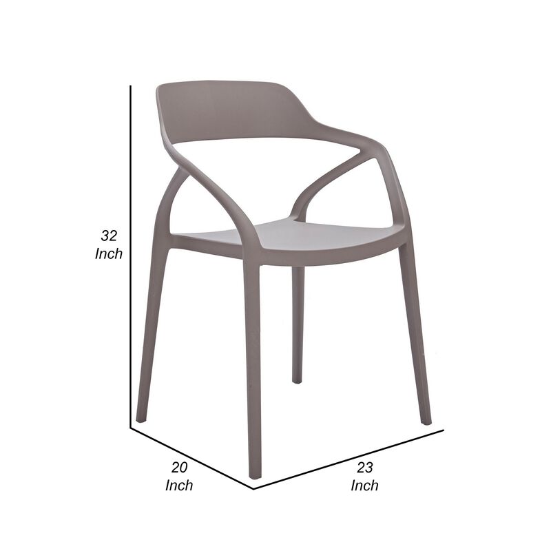 Geni 23 Inch Side Dining Chair Set of 4, Indoor Outdoor, Gray Finish - Benzara