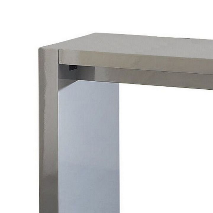Joey 60 Inch Modern Bar Table, Lacquered Gray Finish, Composite Wood Frame-Benzara