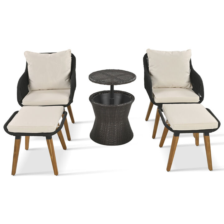 Merax 5 Pieces Outdoor Patio Conversation Sofa Chair Set