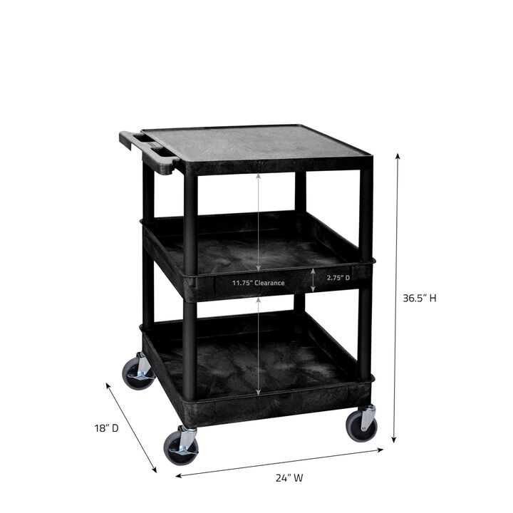 3 Shelf Black Tub Cart