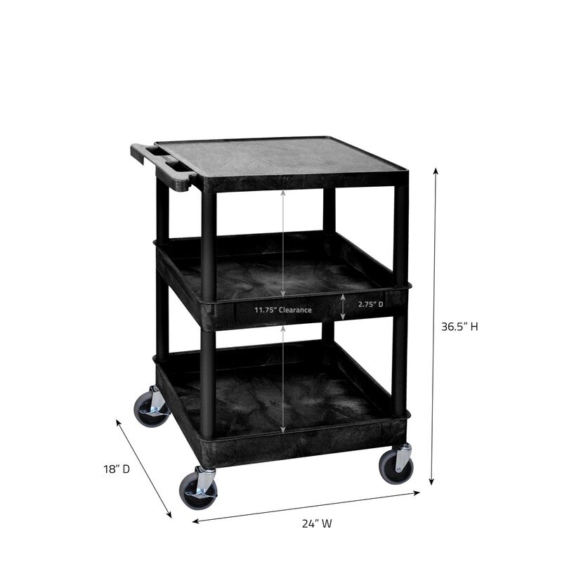 3 Shelf Black Tub Cart