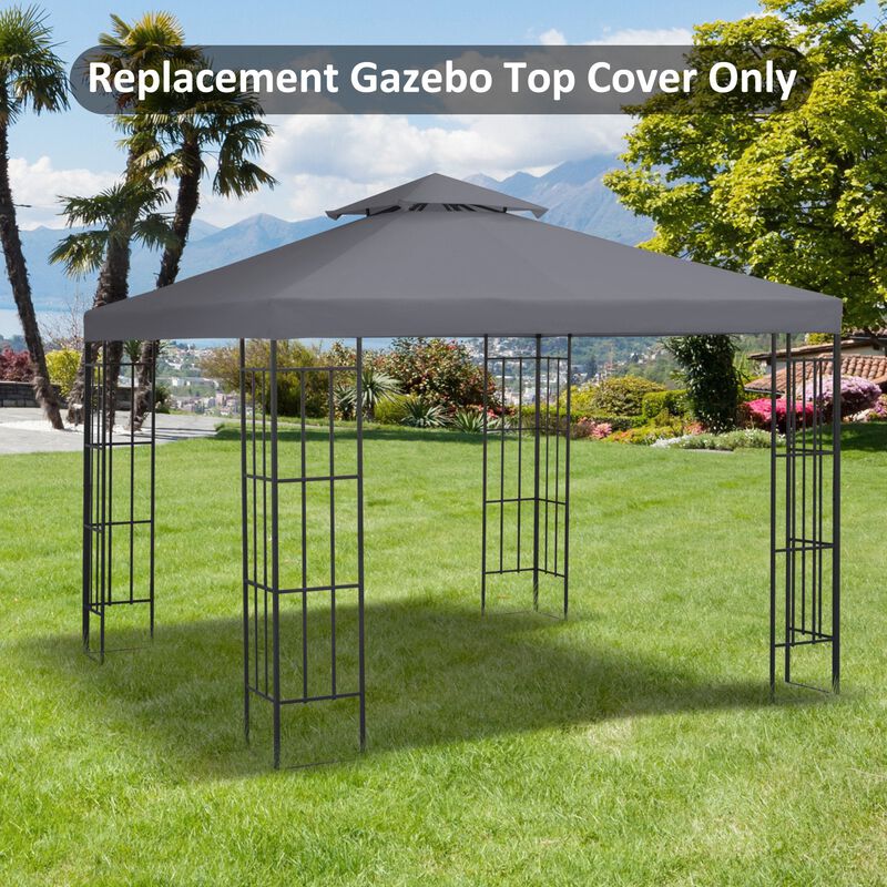 Dark Gray Canopy: 10'x10' 2-Tier Gazebo Replacement Top