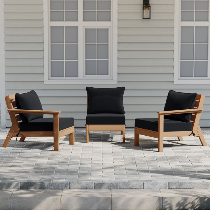 WestinTrends Outdoor Patio HDPE Sectional Sofa with Patio Cushions