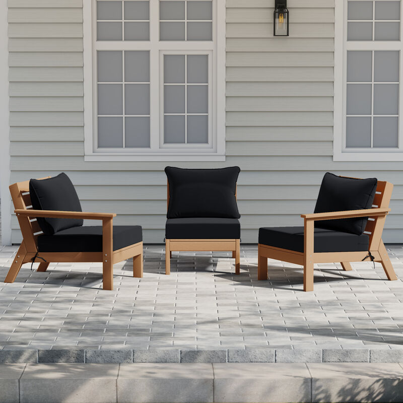 WestinTrends Outdoor Patio HDPE Sectional Sofa with Patio Cushions