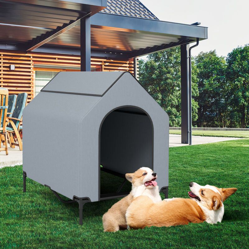 Outdoor Elevated Pet House with Ventilated Windows for Better Airflow