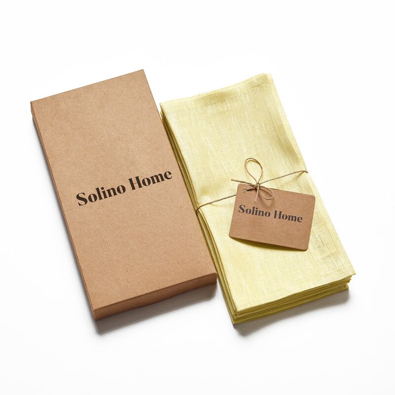 Solino Home 100% Pure Linen Athena Cocktail Napkins Set of 12 9 x 9 Inch for Spring & Easter