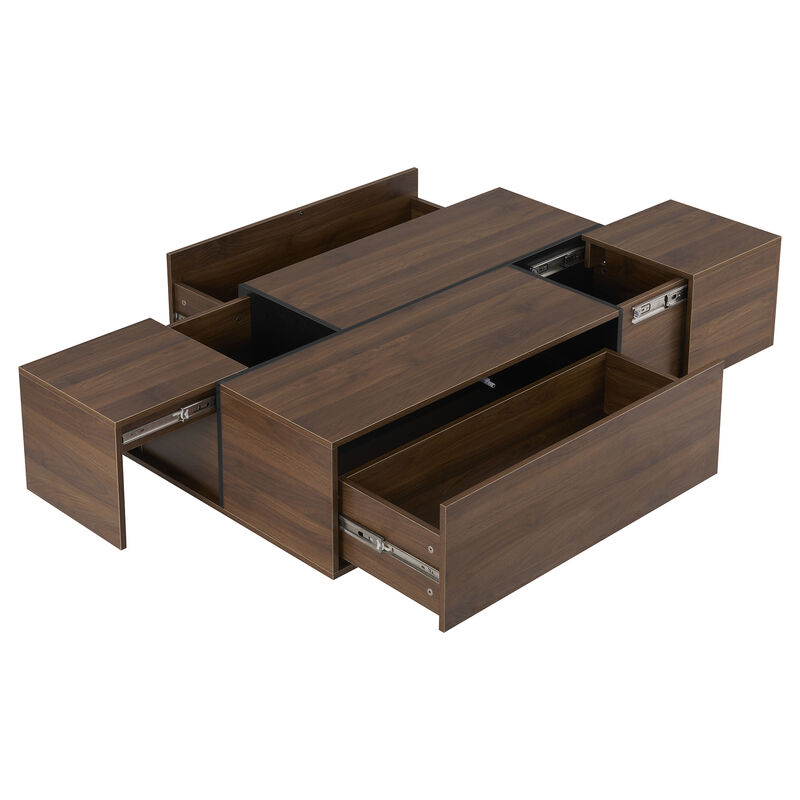 Merax Rectangular Sliding Top Coffee Table with 2 Drawers