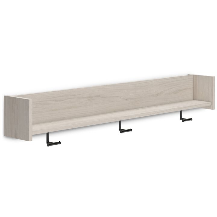 Soca Wall Mounted Coat Rack, 3 Hooks and Shelf, Light Natural Brown - Benzara