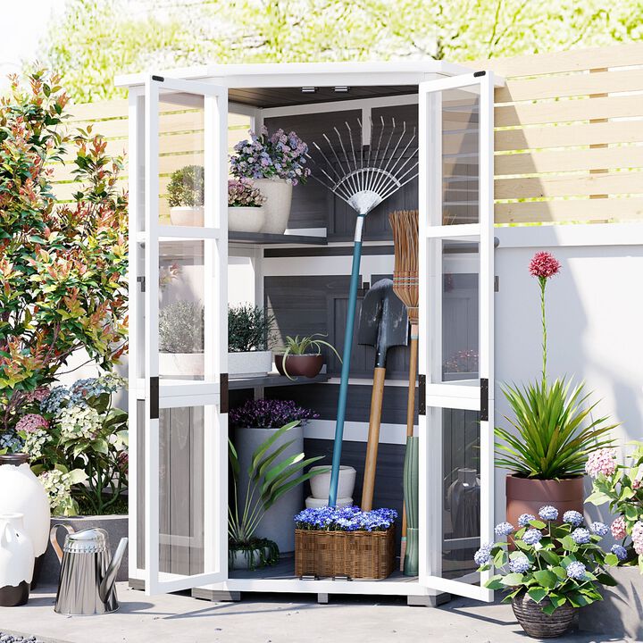 Mondawe 2-in-1 Versatile Garden Shed,Fir Wood Greenhouse With Adjustable Shelves And Lockable Door