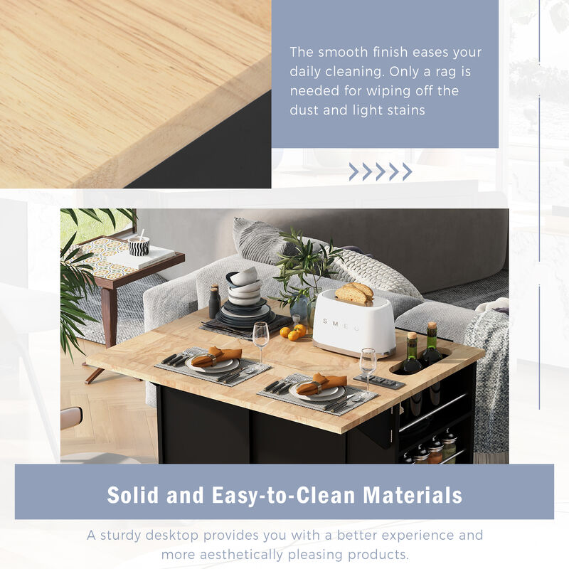 Streamdale Kitchen Storage Island with Power Outlet and Wine Rack