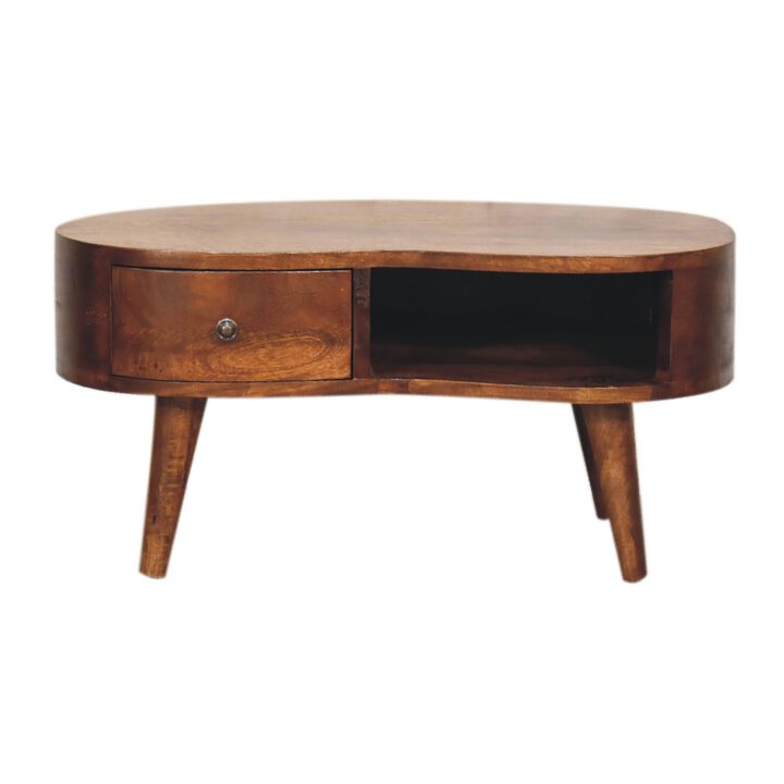 Mini Chesnut Wave Solid Wood  Coffee Table
