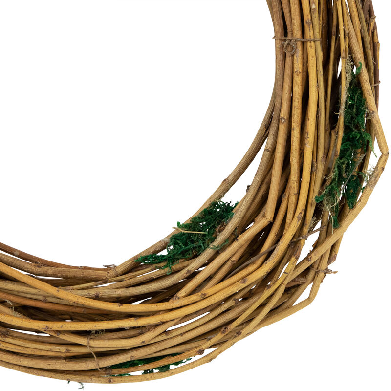 Natural Grapevine and Twig Oval Spring Wreath with Moss - 15.25"