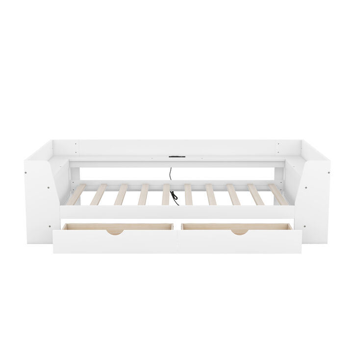 Merax Daybed Bed with Shelves and Drawers