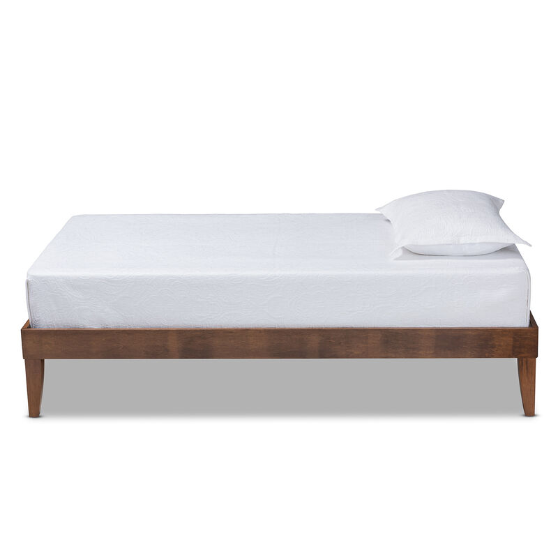 Baxton Studio Lucina Mid Century Modern Walnut Brown Finished Twin Size Platform Bed Frame
