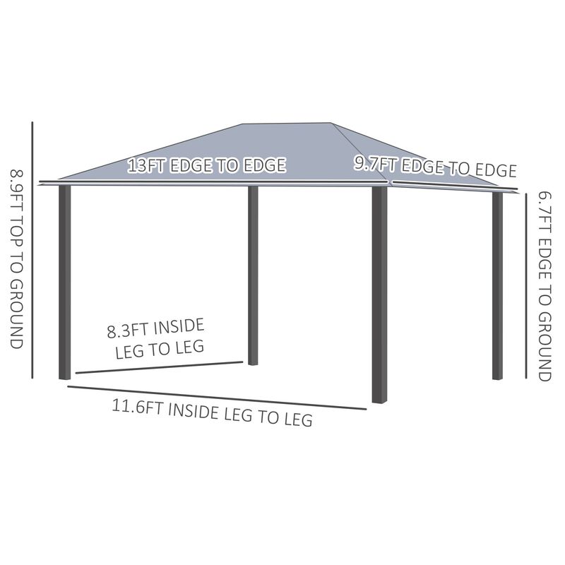 Light Grey Event Shelter: 13'x10' Gazebo with Steel Frame and Curtains