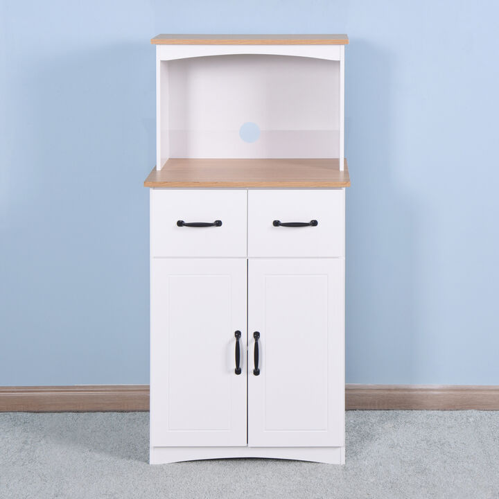 Wooden Kitchen Cabinet White Pantry Storage Microwave Cabinet With Storage Drawer