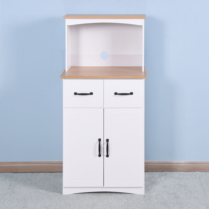 Wooden Kitchen Cabinet White Pantry Storage Microwave Cabinet With Storage Drawer