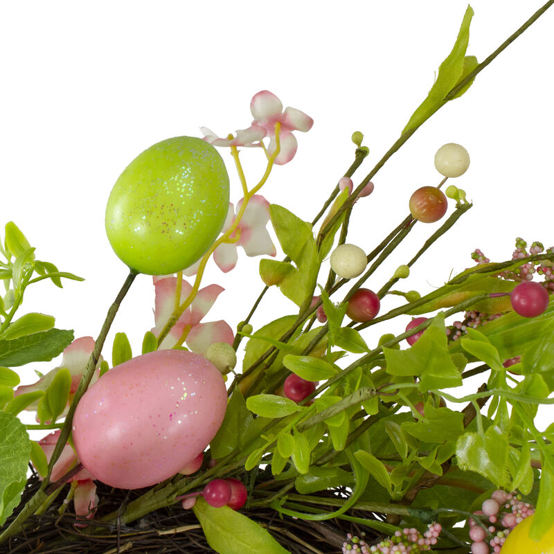 Easter Egg with Berry Floral Springtime Wreath  Pink and Green 20"