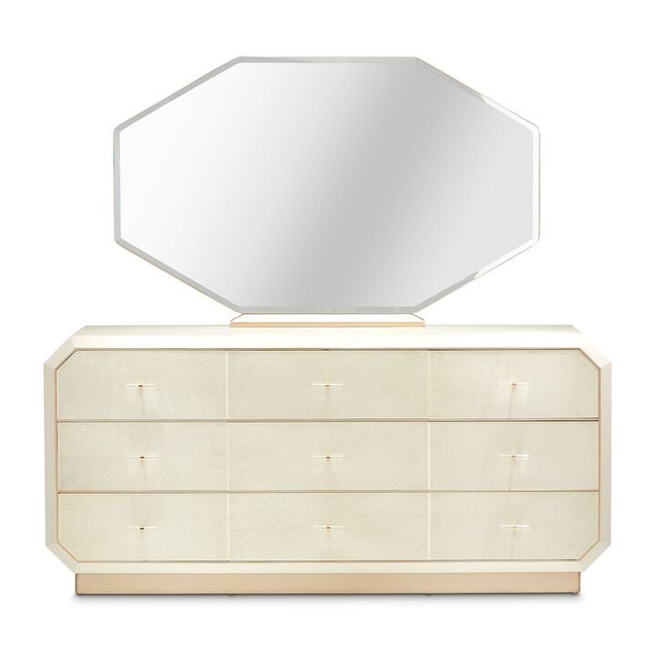 Michael Amini La Rachelle Dresser with Mirror - Champagne