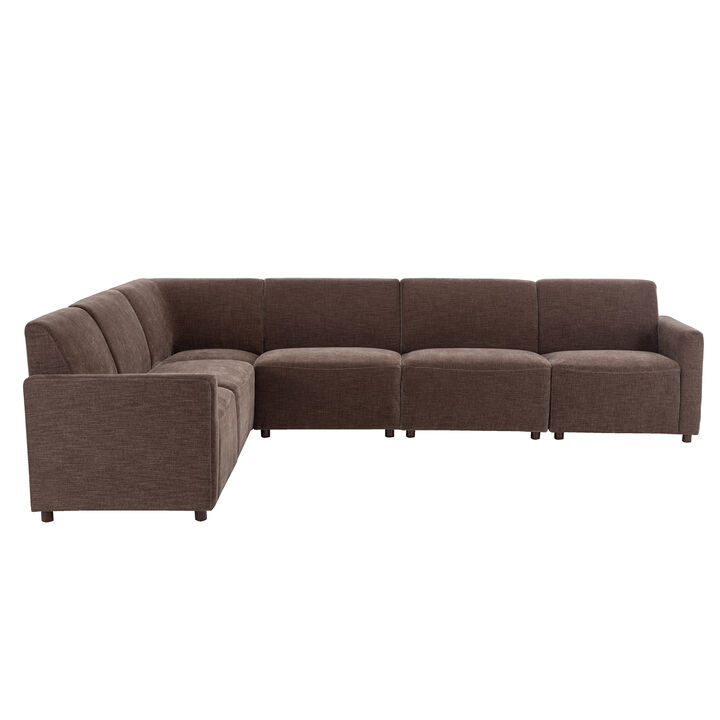 Duvall 6 Piece Modular Sofa -  Brown