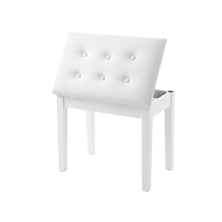 Padded Wooden Piano Bench with Music Storage