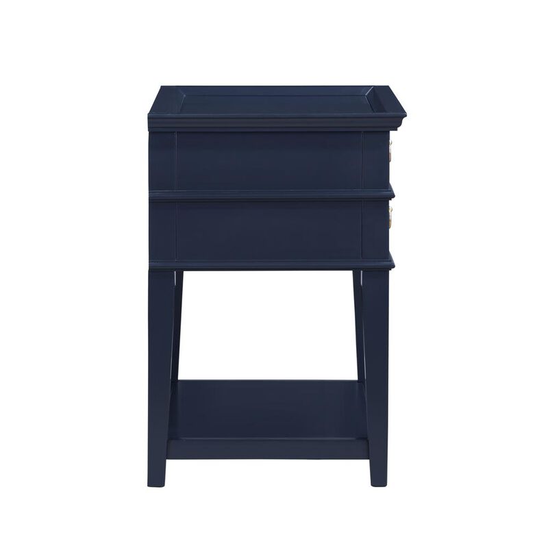 Comfort Pointe Clara Midnight Blue 2-Drawer Tray Top Nightstand