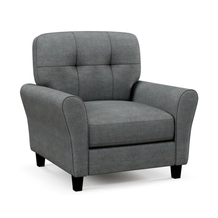 Hivvago Modern Upholstered Accent Chair with Rubber Wood Legs-Gray