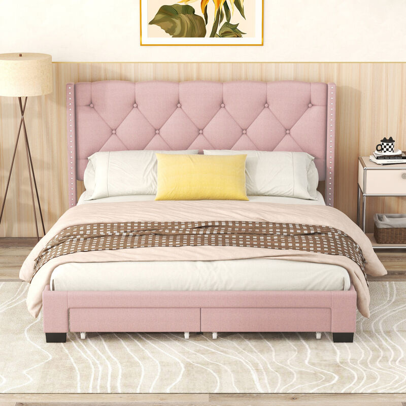 Streamdale Queen Upholstered Platform Storage Bed (Pink)