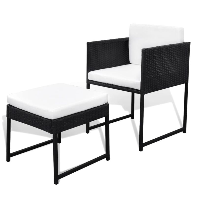 vidaXL 13 Piece Outdoor Dining Set with Cushions Poly Rattan Black