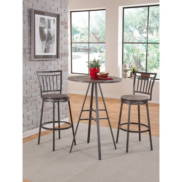 American Woodcrafters Stockton 25 Metal Swivel Stool - Slate Grey - Grey Oak Seat