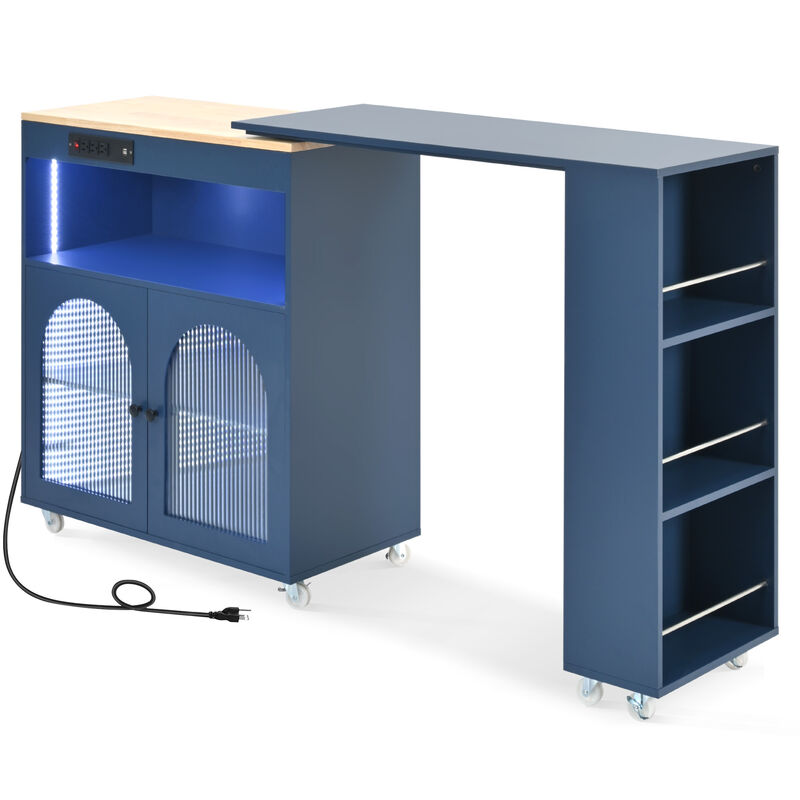 Merax European Rolling Kitchen Island With Extended Table