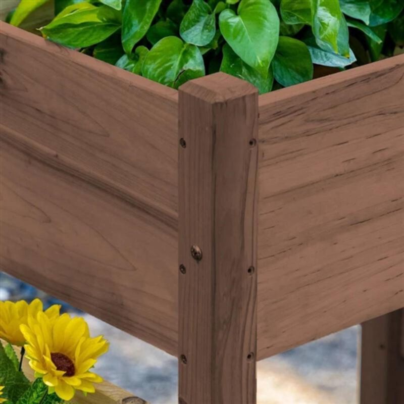 Hivvago Brown 3 Wooden Elevated Planter Raised Garden Beds
