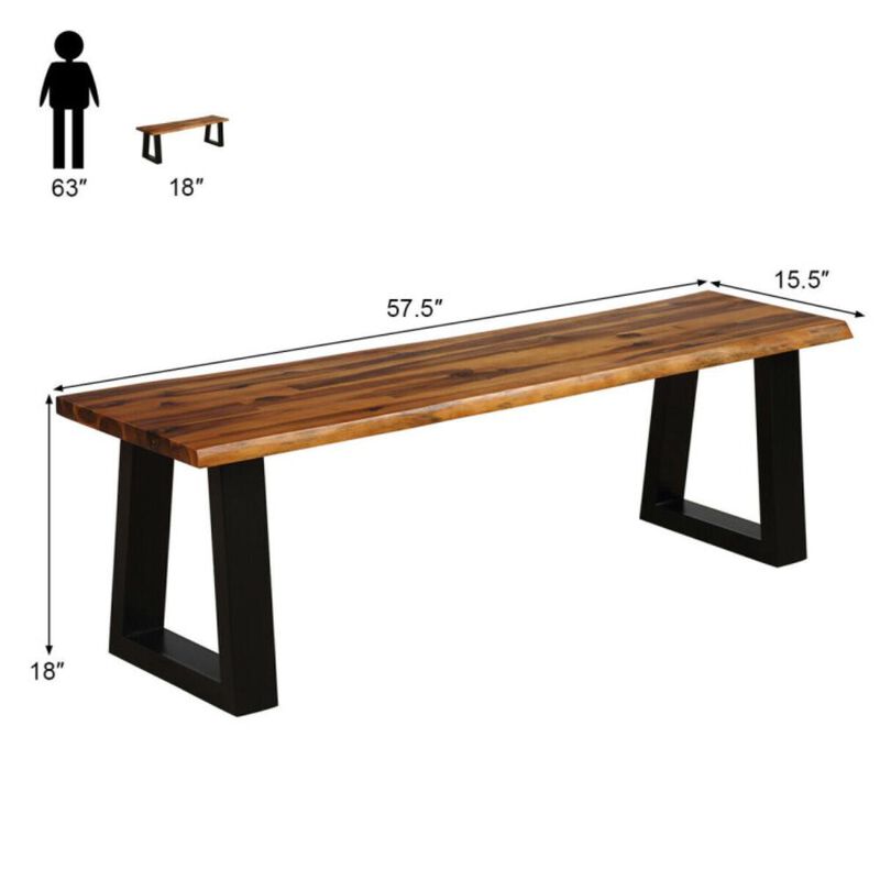 Hivvago Solid Acacia Wood Patio Bench Dining Bench Seating Chair