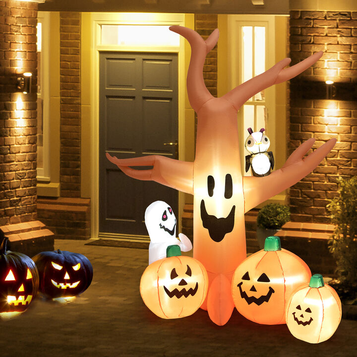 Halloween Inflatable Dead Tree with LED Lights – Spooky Yard Decoration for Haunted House Theme
