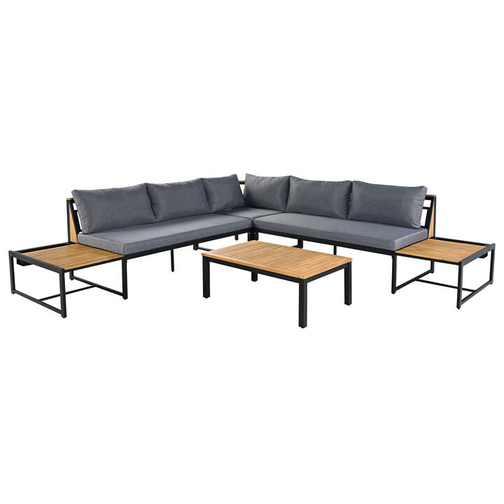 Whisen 4-Piece Outdoor Loveseat Set with Waterproof Cushions & Iron-Wood Frame