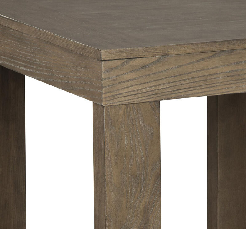 Grained Wooden Frame End Table with Trestle Base, Taupe Brown- Benzara