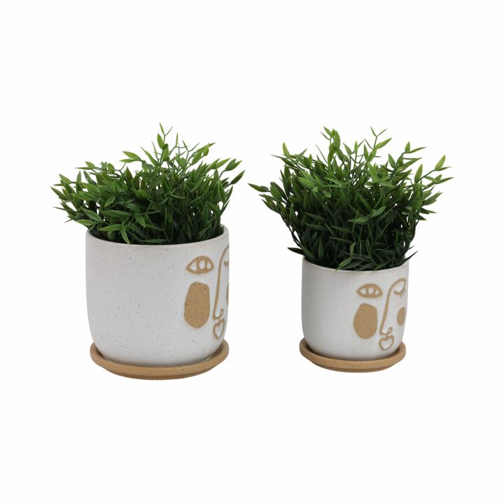 Funky Face Planter with Saucer Set