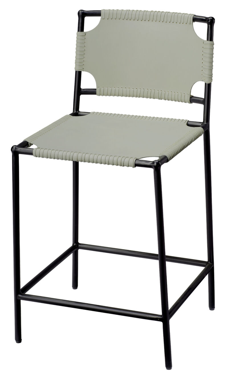 Asher Leather Dining Chair in Grey