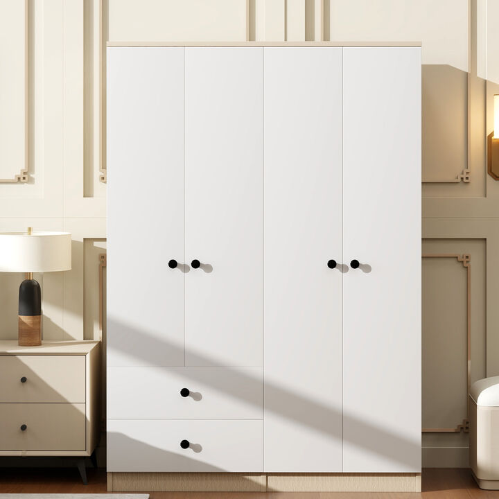Merax 4 Doors Wardrobe Closet with Hanging Rod