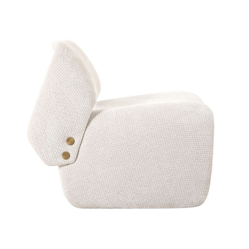 Pasargad Home Zarina Upholstered Modern Accent Chair, Ivory