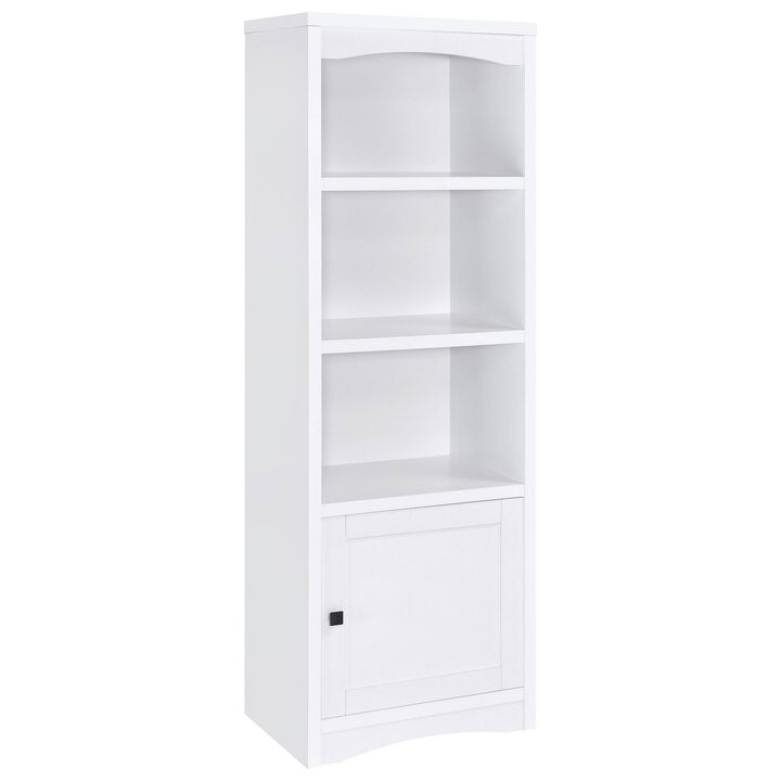 Donna Media Tower Pier Cabinet, Adjustable Shelves, White Wood 71 Inch - Benzara